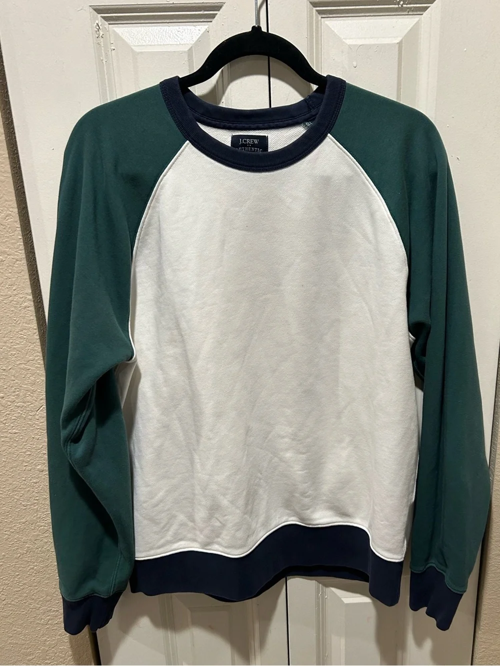 J.Crew Men’s Terry Cotton Pullover‎ Crewneck Marine Salt Green , Large